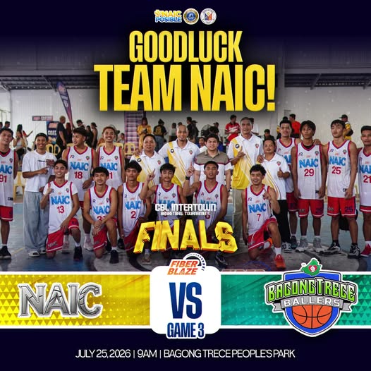 Poster: Goodluck Team NAIC, CBL Intertown Finals Game 3 vs Bagong Trece Ballers, Hulyo 25, 2026, 9AM, Bagong Trece Peoples…