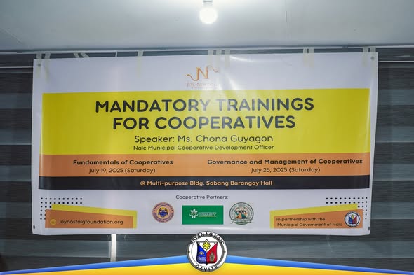 Poster: Mandatory Trainings for Cooperatives, Hulyo 19 at 26, 2025, Multi-purpose Bldg. Sabang Barangay Hall