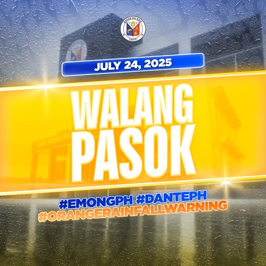Poster: Walang Pasok, Hulyo 24, 2025, dahil sa masamang panahon sa Naic, Cavite