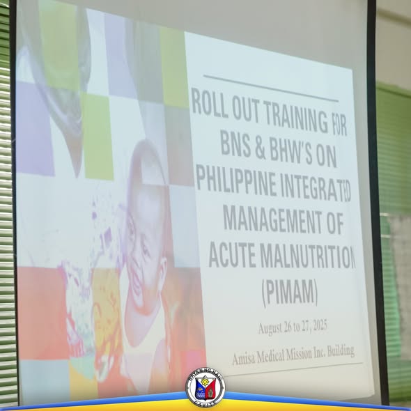 Slide: Roll Out Training para sa BNS at BHW's sa PIMAM, Agosto 26-27, 2025, Amisa Medical Mission Inc. Building