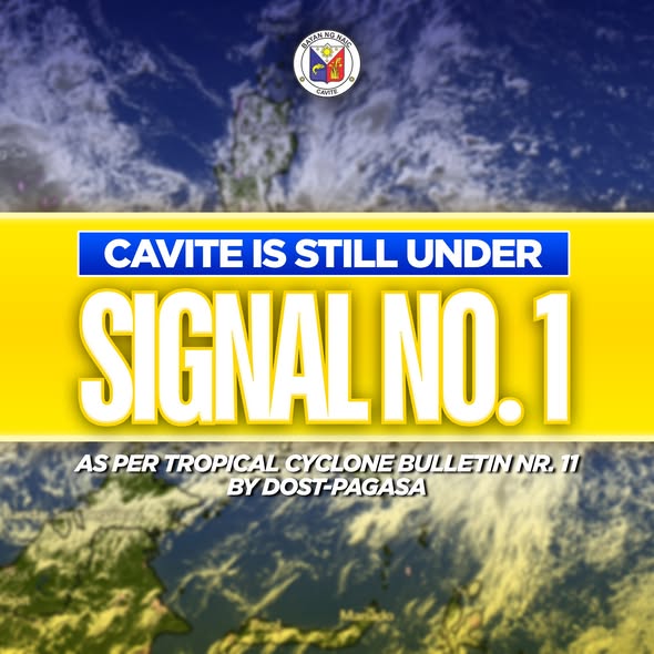 Graphic: Cavite is still under Signal No. 1 ayon sa Tropical Cyclone Bulletin Nr. 11 ng DOST-PAGASA