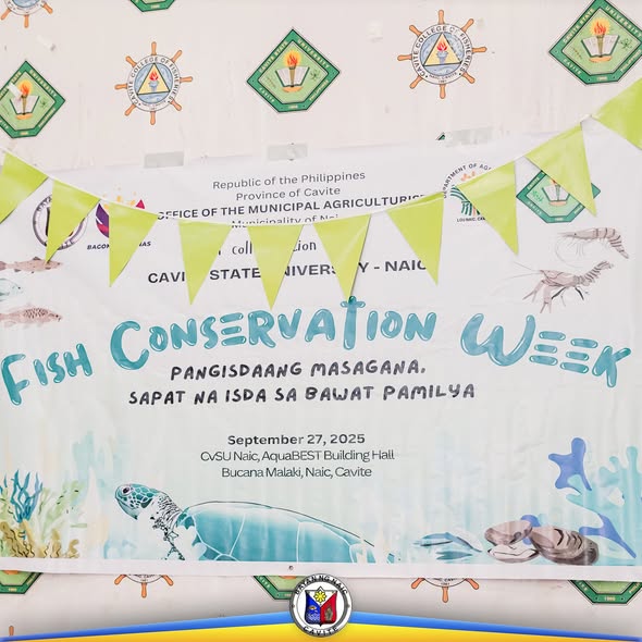 Poster: Fish Conservation Week, Setyembre 27, 2025, AquaBEST Building Hall, CvSU Naic, Bucana Malaki, Naic