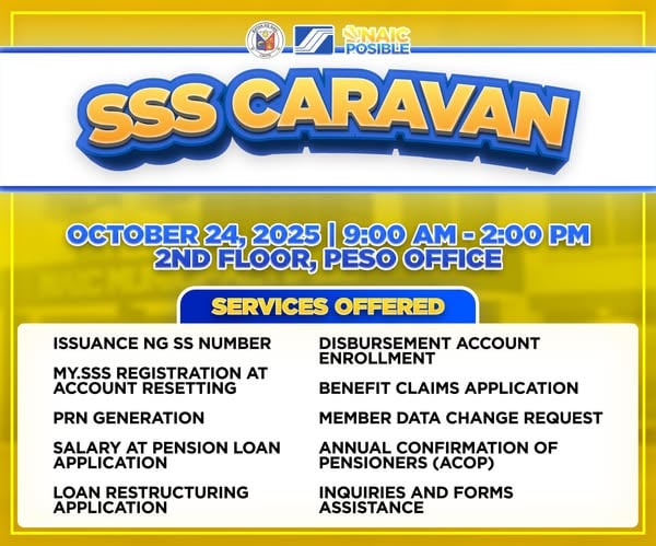 Poster ng SSS One-Day Caravan sa Naic, Oktubre 24, 2025