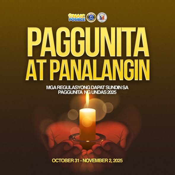 Poster: Paggunita at Panalangin, Undas 2025 mula Oktubre 31 hanggang Nobyembre 2, 2025, Naic, Cavite