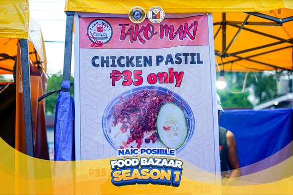 Poster: Tako-Maki Chicken Pastil ₱35 only, Naic Posible Food Bazaar Season 1, Naic Municipal Hall