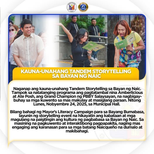 Poster: Kauna-unahang Tandem Storytelling sa Bayan ng Naic, Nobyembre 24, 2025, Municipal Hall