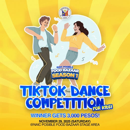 Poster: TikTok Dance Competition para sa Kids, Nobyembre 29, 2025, Naic Posible Food Bazaar Stage Area