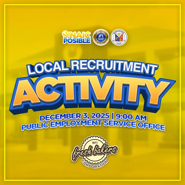 Poster: Local Recruitment Activity, Disyembre 3, 2025, 9:00 AM, Public Employment Service Office, Naic