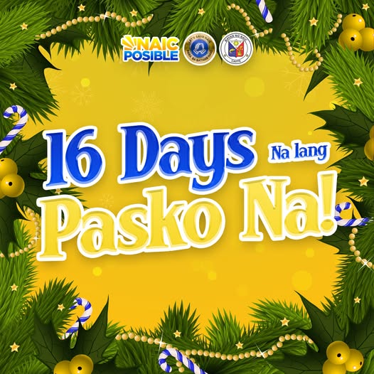 Graphic: 16 Days Na lang Pasko Na! pagbati para sa Pasko sa Naic, Cavite, may palamuting pamasko