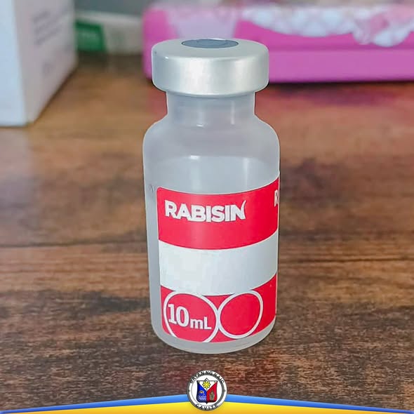 Bote ng bakuna kontra rabies na RABISIN 10mL sa ibabaw ng mesa