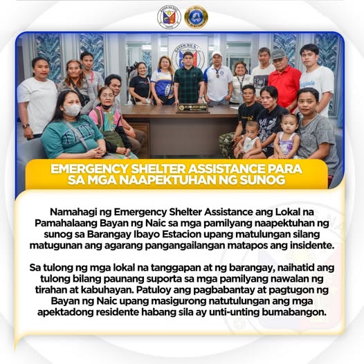 Poster: Emergency Shelter Assistance para sa mga naapektuhan ng sunog sa Ibayo Estacion, Naic Municipal Hall