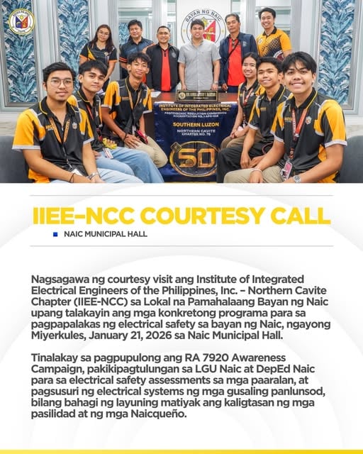 IIEE–Northern Cavite Chapter, nakipagpulong sa LGU Naic para sa electrical safety programs