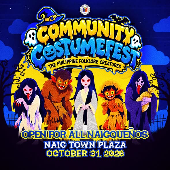 Poster: Community Costume Fest, Philippine Folklore Creatures, Oktubre 31, 2026, Naic Town Plaza