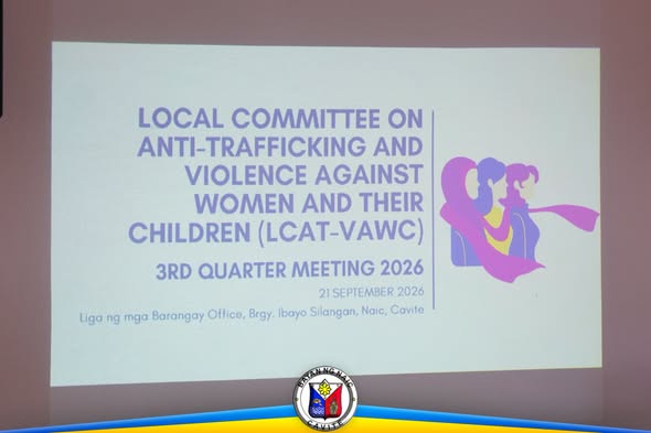 Slide: LCAT-VAWC 3rd Quarter Meeting 2026, 21 Setyembre 2026, Liga ng mga Barangay Office, Brgy. Ibayo Silangan, Naic