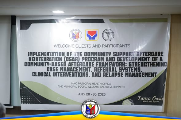 Banner: Implementation ng CSAR Program at Community-Based Aftercare Framework, Hulyo 28-30, 2026, Tanza Oasis Hotel and…