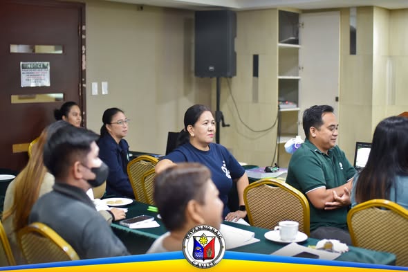 Mga kalahok sa pulong tungkol sa CSAR Program at aftercare framework sa isang hotel conference room sa Naic