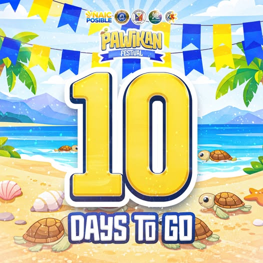 Poster: 10 Days to Go sa Pawikan Festival, Naic, Cavite, may mga pawikan sa tabing-dagat