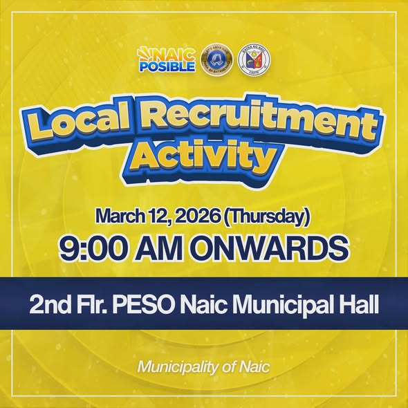 Poster: Local Recruitment Activity, Marso 12, 2026, 9:00 AM, 2nd Floor PESO Naic Municipal Hall