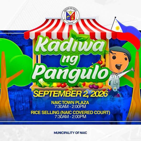 Poster: Kadiwa ng Pangulo at Rice Selling, Setyembre 2, 2026, Naic Town Plaza at Naic Covered Court, 7:30AM-2:00PM