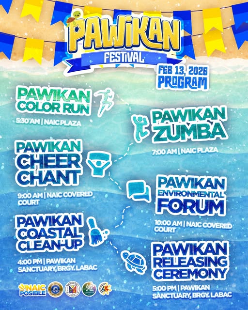 Poster: Pawikan Festival 2026 Programa, Pebrero 13, 2026, Naic Plaza, Naic Covered Court at Pawikan Sanctuary, Brgy. Labac