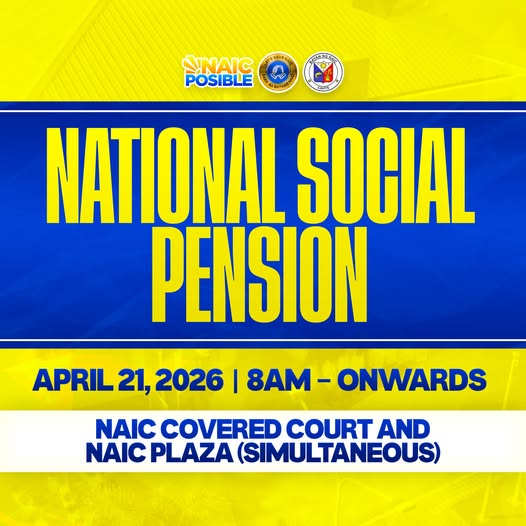 Poster: National Social Pension, Abril 21, 2026, 8AM onwards, NAIC Covered Court at NAIC Plaza