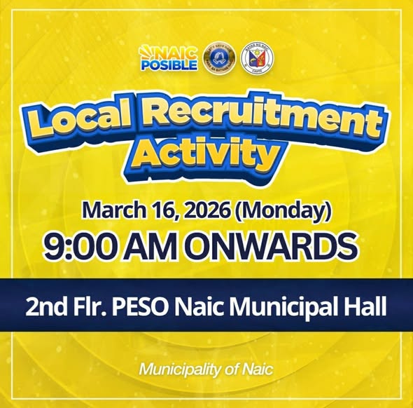 Poster: Local Recruitment Activity, Marso 16, 2026, 9:00 AM, 2nd Flr. PESO Naic Municipal Hall