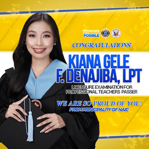 Poster: Pagbati kay Kiana Gele F. Denajiba, LPT, pumasa sa Licensure Examination for Professional Teachers