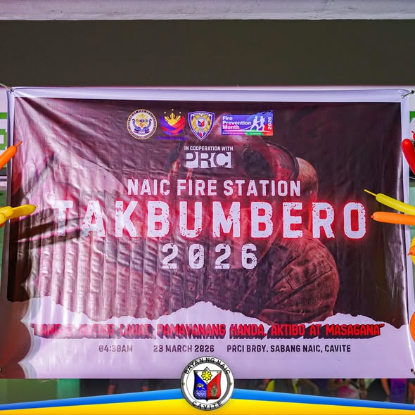Poster: Naic Fire Station Takbumbero 2026, Marso 28, 2026, PRCI Brgy. Sabang, Naic, Cavite
