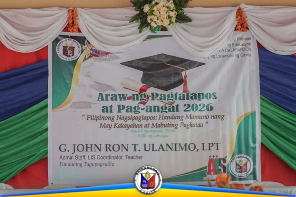 Poster: Araw ng Pagtatapos at Pag-angat 2026, San Roque Elementary School, Naic, Cavite, Agosto 2026