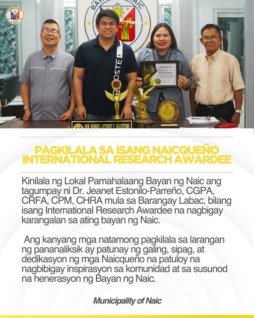 Poster: Pagkilala sa isang Naicqueño International Research Awardee, Municipality of Naic