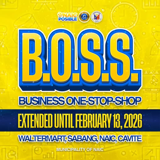 Poster: BOSS Business One-Stop-Shop, extended hanggang Pebrero 13, 2026, Waltermart, Sabang, Naic, Cavite