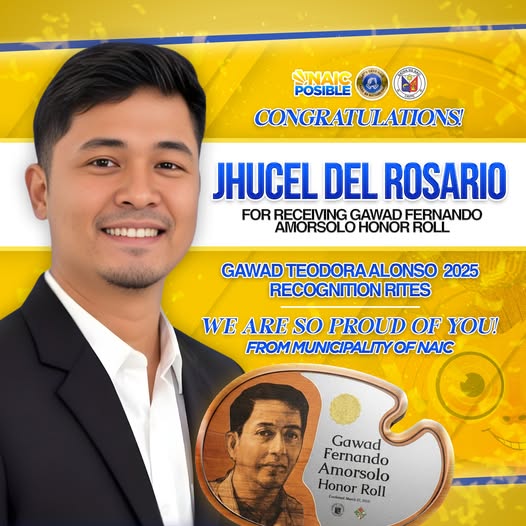 Poster: Pagbati kay Jhucel Del Rosario sa Gawad Fernando Amorsolo Honor Roll, Gawad Teodora Alonso 2025, Naic
