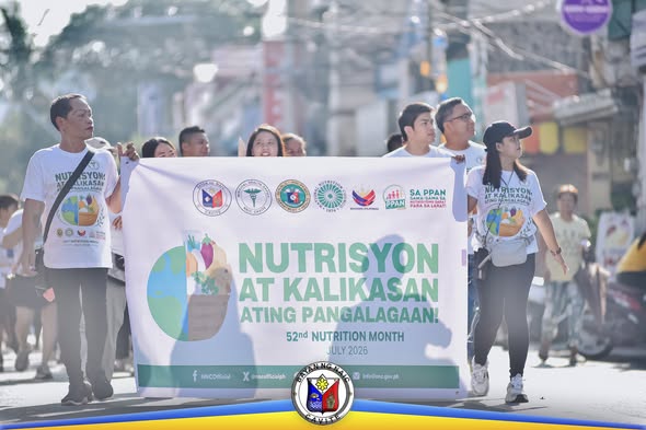 Poster: Nutrisyon at Kalikasan, Ating Pangalagaan, 52nd Nutrition Month, Hulyo 2026, Nutri Walk sa Naic