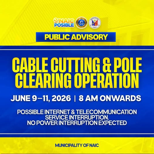Poster: Paalala, Cable Cutting at Pole Clearing Operation, Hunyo 9-11, 2026, 8 AM, Naic, Cavite