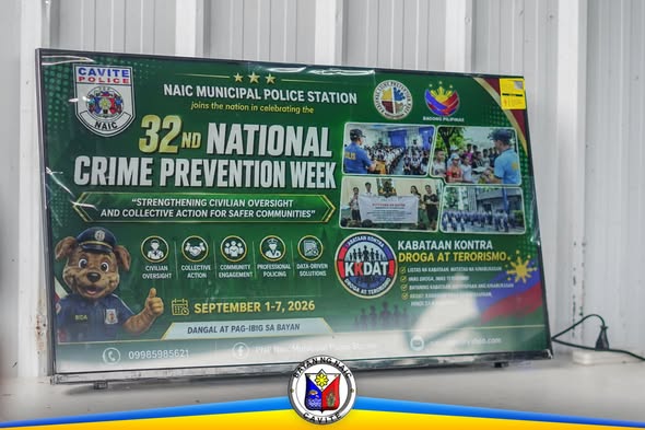Poster: 32nd National Crime Prevention Week, Setyembre 1-7, 2026, PNP Naic, Cavite