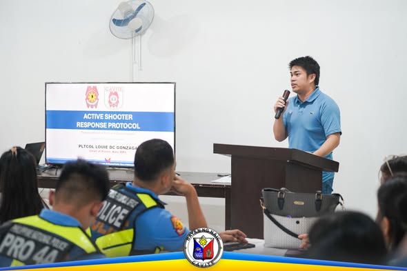 Pagtalakay sa Active Shooter Response Protocol sa campus safety assembly ng Naic Integrated National High School