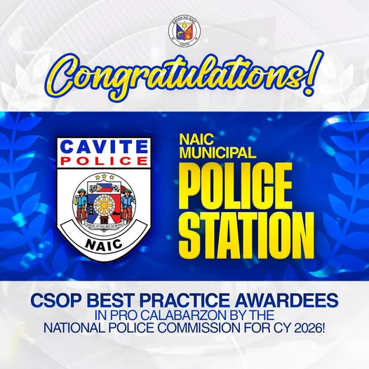 Graphic: Congratulations, Naic Municipal Police Station, CSOP Best Practice Awardee sa PRO Calabarzon para sa CY 2026