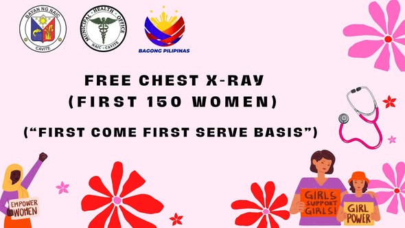 Poster: Libreng chest X-ray para sa unang 150 kababaihan, first come first serve basis, Naic, Cavite