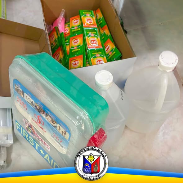 Mga first aid kit, insect repellent at mga galon ng tubig na inihahanda para sa mga paaralan sa Naic