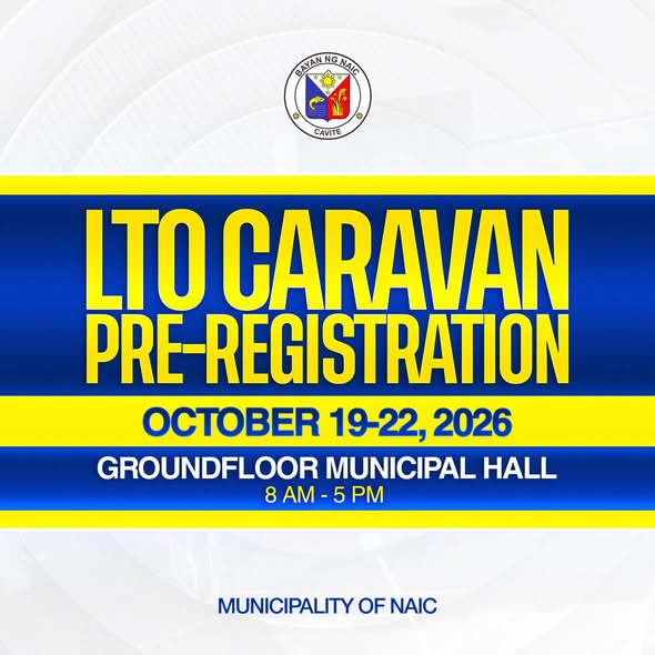 Poster: LTO Caravan Pre-registration, Oktubre 19-22, 2026, Groundfloor Municipal Hall, 8 AM-5 PM, Naic
