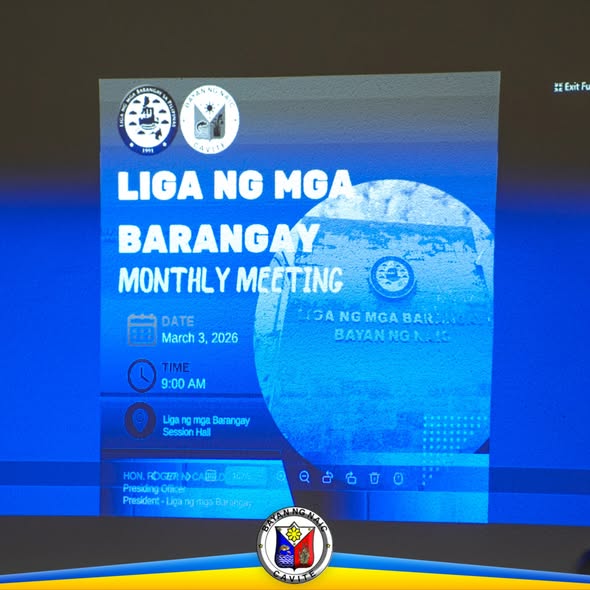 Poster: Liga ng mga Barangay Monthly Meeting, Marso 3, 2026, 9:00 AM, Liga ng mga Barangay Session Hall