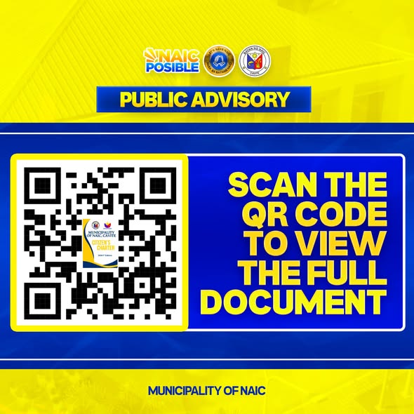 Poster: Public Advisory, i-scan ang QR code para makita ang buong Citizen's Charter 2026 ng Municipality of Naic