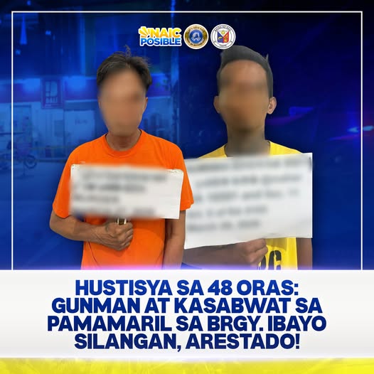 Poster: Hustisya sa 48 oras, gunman at kasabwat sa pamamaril sa Brgy. Ibayo Silangan, arestado!