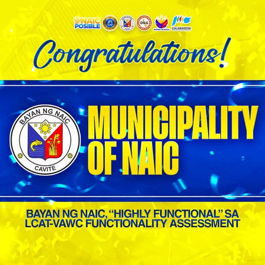 Graphic: Congratulations, Bayan ng Naic, Highly Functional sa LCAT-VAWC Functionality Assessment