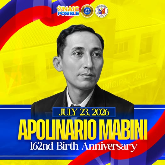 Poster: Paggunita sa ika-162 kaarawan ni Apolinario Mabini, Hulyo 23, 2026, Naic, Cavite