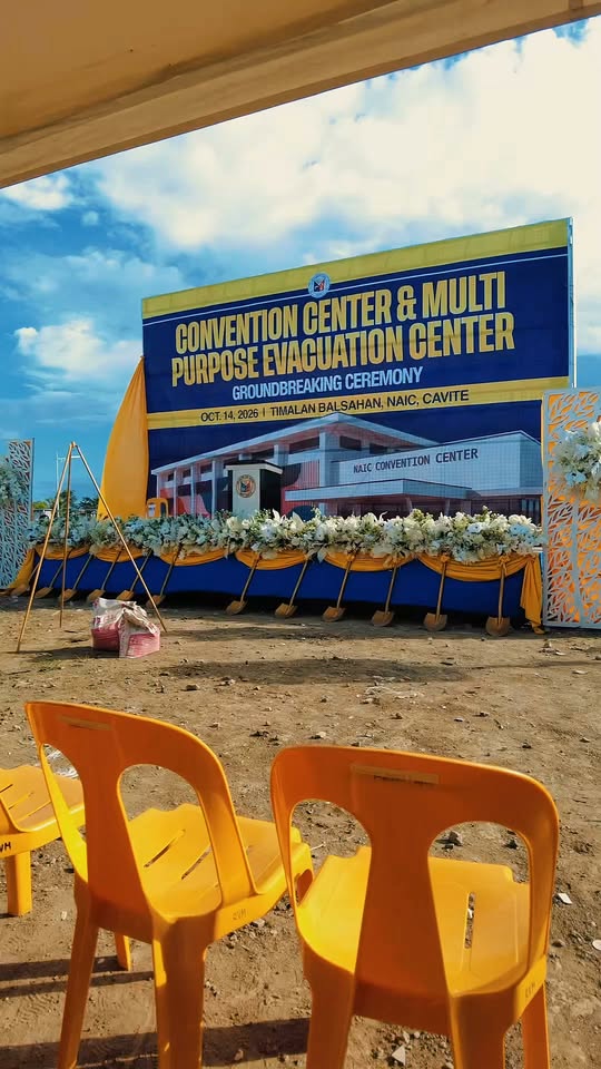 Poster: Groundbreaking ng Convention Center at Multi-Purpose Evacuation Center, Oktubre 14, 2026, Timalan Balsahan, Naic