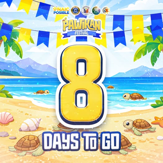 Poster: 8 Days to Go sa Pawikan Festival, Naic, Cavite, may mga pawikan sa dalampasigan