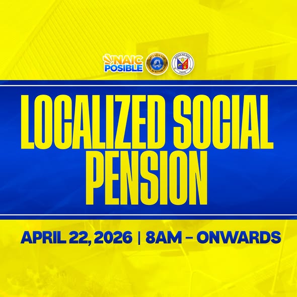 Poster: Localized Social Pension, Abril 22, 2026, 8AM onwards, Naic, Cavite