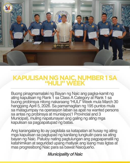 Poster: Kapulisan ng Naic, Number 1 sa HULI Week, Marso 30 hanggang Abril 5, 2026, Naic, Cavite