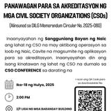 Pabatid sa CSO: Akreditasyon at CSO Conference sa Naic, Hulyo 18, 2025